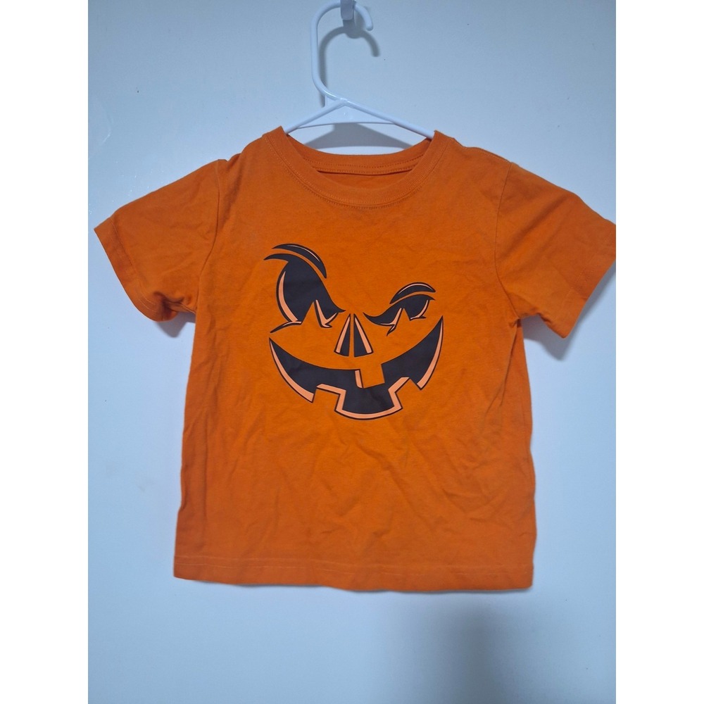 Wonder Nation Boys Toddler 3T Jack O Lantern Pumpkin Halloween Shirt Orange Tee